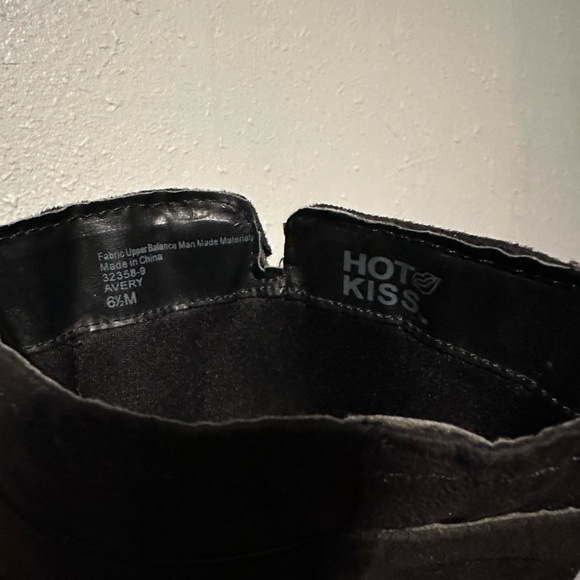 Hot Kiss Amor Low Heel Faux Suede Black Mid-Calf Zip Slouch Boots - Picture 4 of 4